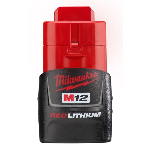 Milwaukee® M12™ REDLITHIUM™ 48-11-2401 Compact Rechargeable Cordless Battery Pack, 1.5 Ah Lithium-Ion Battery, 12 VDC Charge, For Use With M12™ Cordless Power Tool